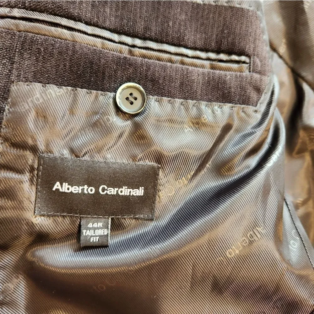 Alberto Cardinali black corduroy  single breasted blazer sz 44R